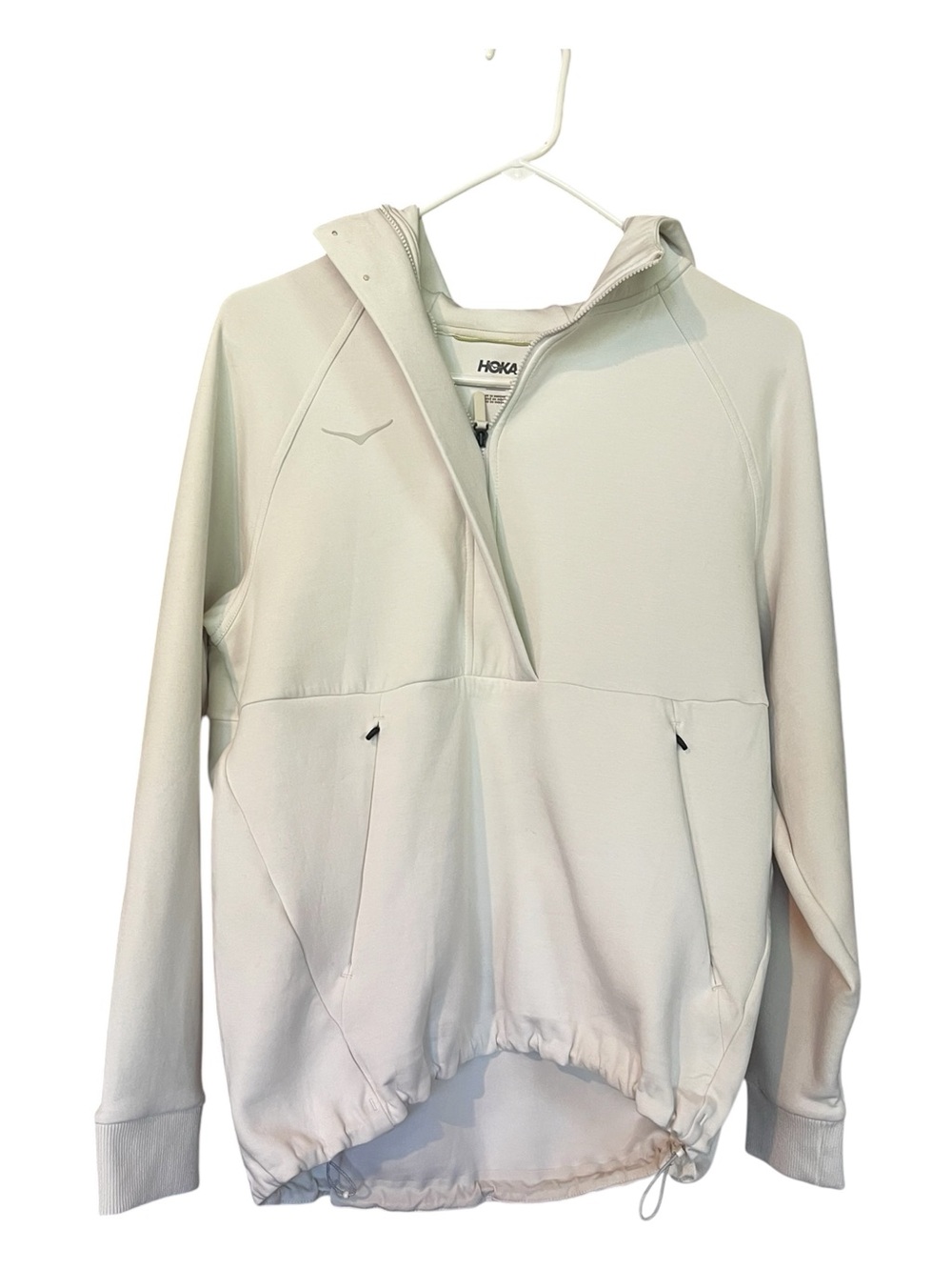 Small Hoka Essentials Recovery Hoodie, Truffle Salt - Picture 2 of 7